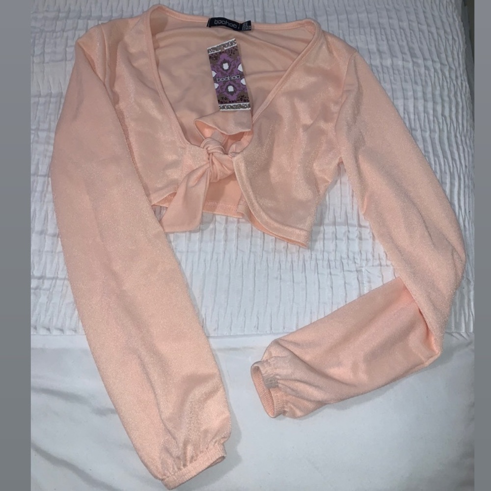 Boohoo Petite Tie Front Crop Top